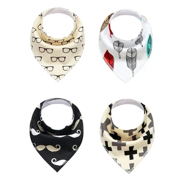 

4Pcs Infant Portable Cotton Blend Feeding Dribble Eating Washable Easy Clean Waterproof Absorbent Baby Bibs Triangle Soft