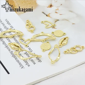 

Zinc Alloy Golden Geometry Heart Linker Connectors Charms 10pcs/lot For DIY Fashion Earrings Jewelry Making Accessories