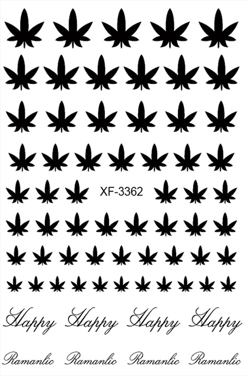 3D Colorful Maple Leaf Nail Art Sticker Neon Weed Pot Decal Modern Leaf Gold/Silver/Green/Black/White Adhesive Nail Slider 1pcs nail stickers,decorative stickers,nail decals