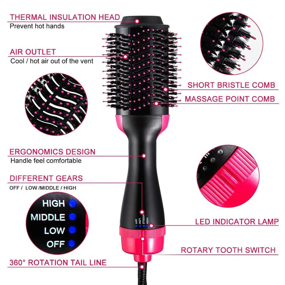 Chignon cepillo secador de pelo de un paso, voluminizador, Alisador,  rizador, peine, Cable giratorio, secador de pelo|Aire caliente cepillos| -  AliExpress