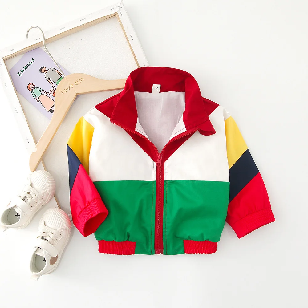 WLG Baby boys girls jackets toddler autumn patchwork zipper long sleeve jacket kids casual all match outerwear