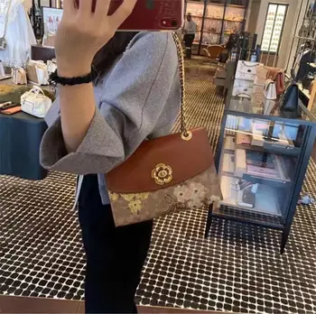 

Lock Shoulder Bag Camellia Embroidery Fashion All-match One-shoulder Diagonal Flower WhiteWomen's Bag