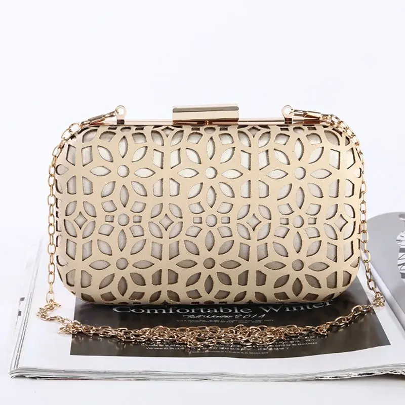 Stylish Women Hollow Handbag Evening Bag Party Prom Wedding Bridal Clutch Shoulder Wallet Purse 17.5 x 4.5 x 10.5cm