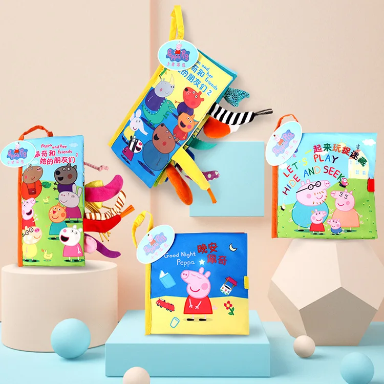 

Peppa Baby Book 0-12 Months Soft Early Education My First Book Three-dimensional Puzzle Infant Tail Cloth Books for Babies Toy