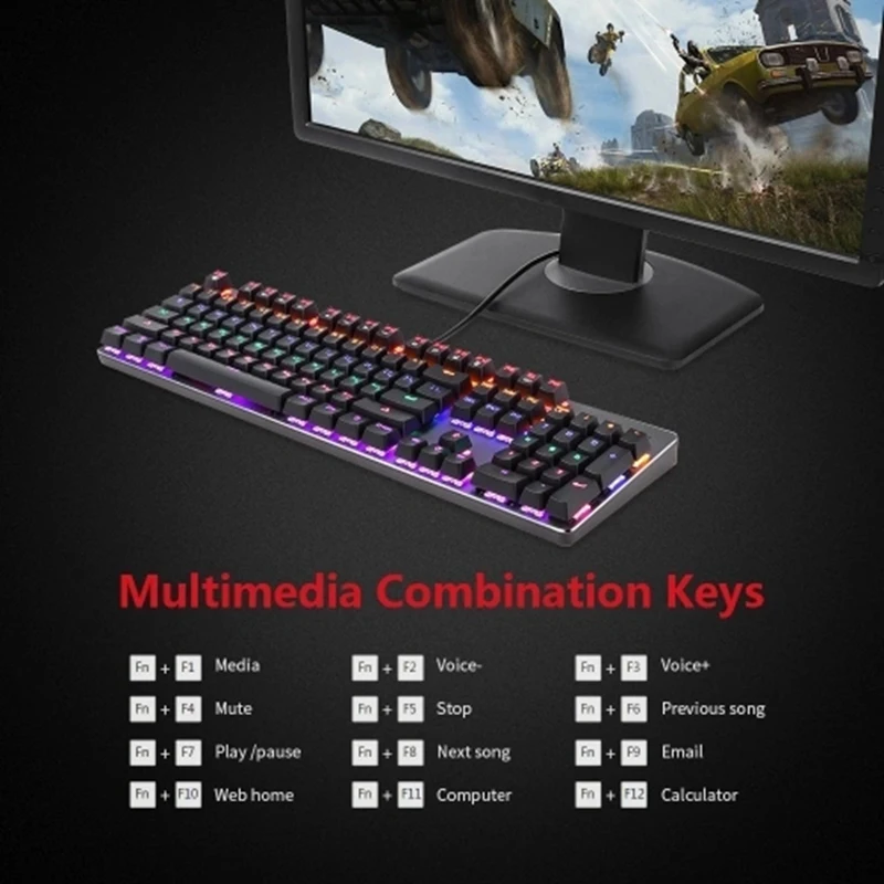 Механическая клавиатура с RGB пользовательский светильник 104 клавишами игровая