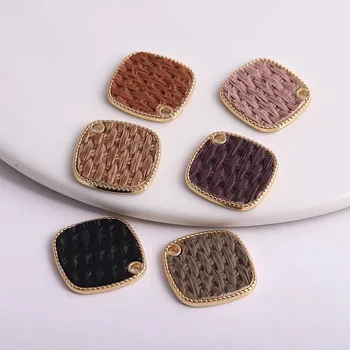

Winter style 40pcs/lot color pu/leater core geometry square shape alloy floating locekt charms diy jewelry earring accessory