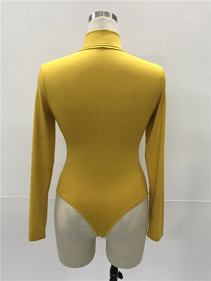 Turtleneck Long Sleeve Women Bodysuits Elastic Slim Elegant Femme Jumpsuits High Waist Autumn Winter Clothing Female 12 Colors