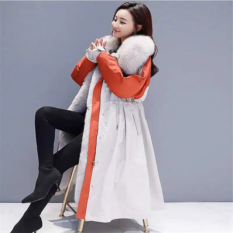 Женская зимняя куртка с воротником из искусственного меха, коллекция года, модная, свободная, тонкая, хлопковая, Женская куртка, большие размеры, длинные пальто, парка, женские куртки