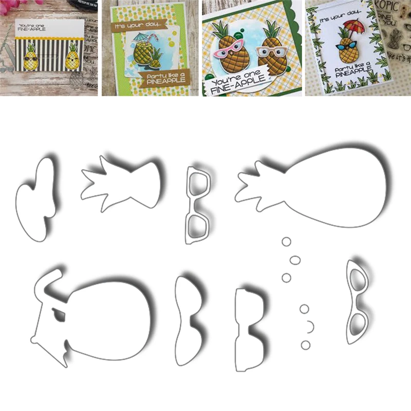 

90*55mm Glasses Pineapples Metal Cutting Dies New 2018 for Scrapbooking Album Embossing Paper Crafts Diecut Stencil