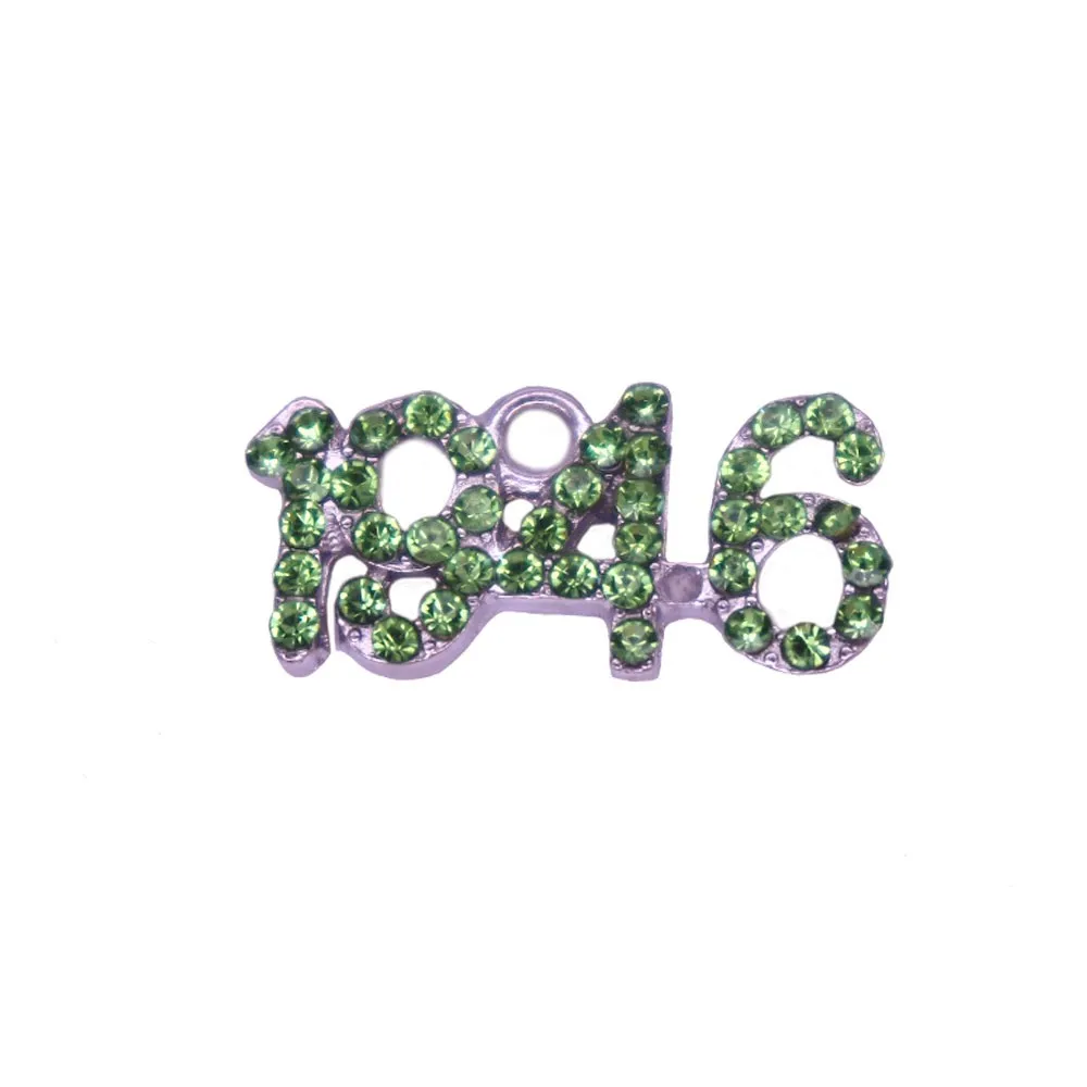 Новейший металлический сплав зеленые прозрачные стразы номер 1946 Очаровательные Белые розы звенья Sorority ювелирные изделия аксессуар
