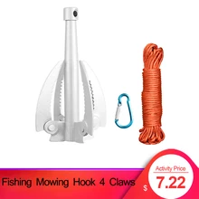 Outdoor Fishing Mowing Hook 4 Claws Folding Plants Rake Weeding Grass Remover Fishing Tackle Gift Carabiner