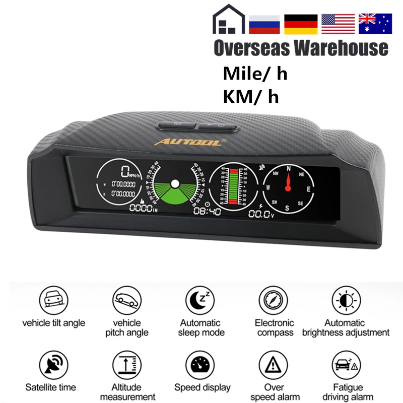 AUTOOL X90 GPS Скорость наклон измерительный прибор креномера китайский автомобильный