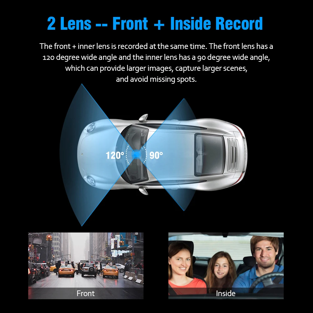 Non Brand FHD 1080P Night Vision Car DVR Camera Dash Cam Dual Record Hidden Video Recorder Dash Camera Parking Monitoring DashCam