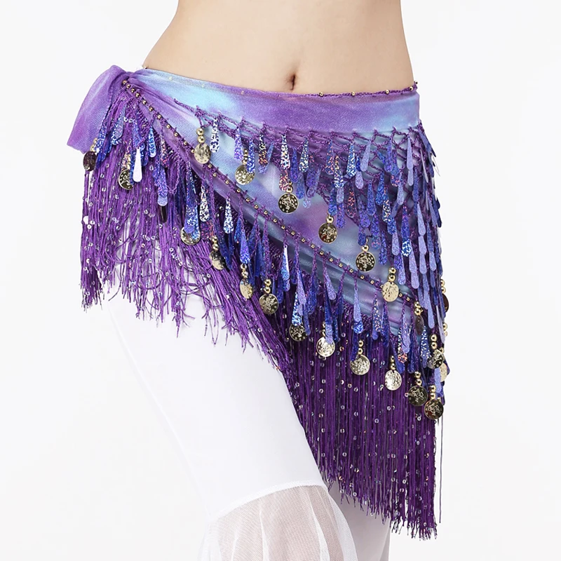 New Belly Dance Hip Scarf Waist Chain Woman Fringed Sequins Triangle Scarf Waist Scarf Clothing Belt Girdle Latin Dance Scarf