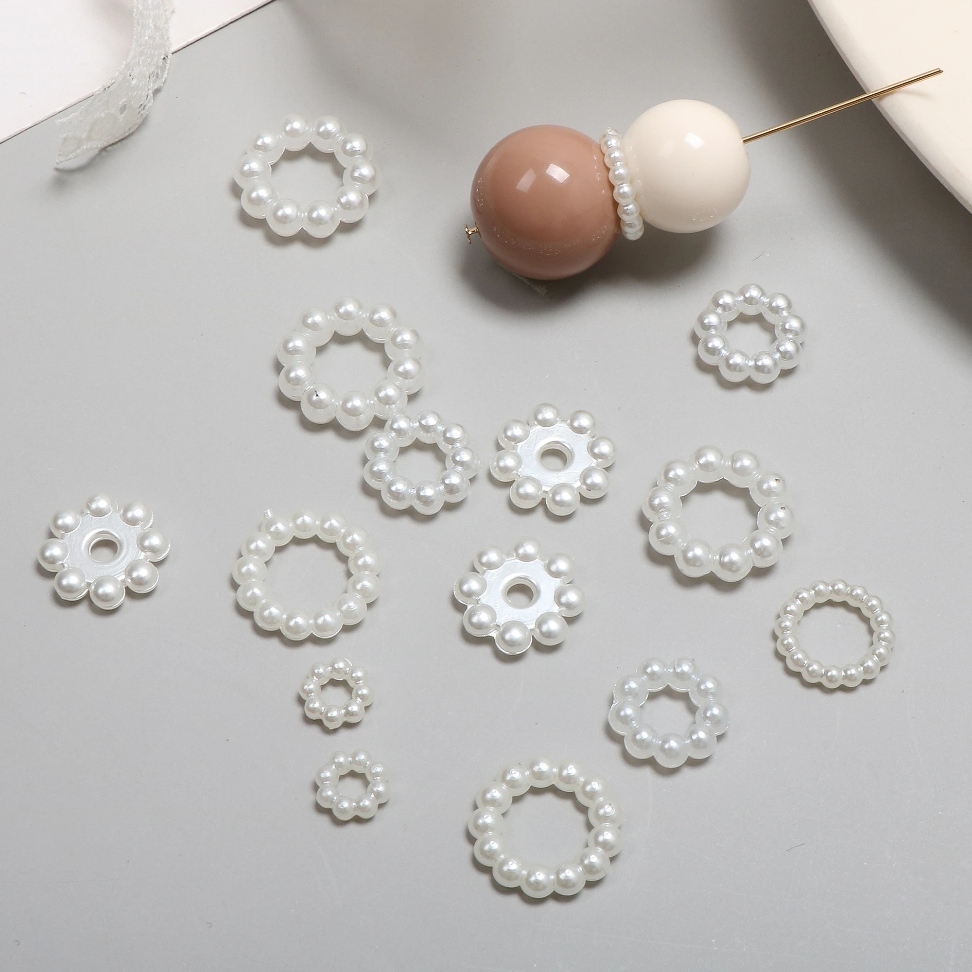 

retro imitation pearl circle ring Joker acrylic DIY handmade jewelry earrings accessories materials