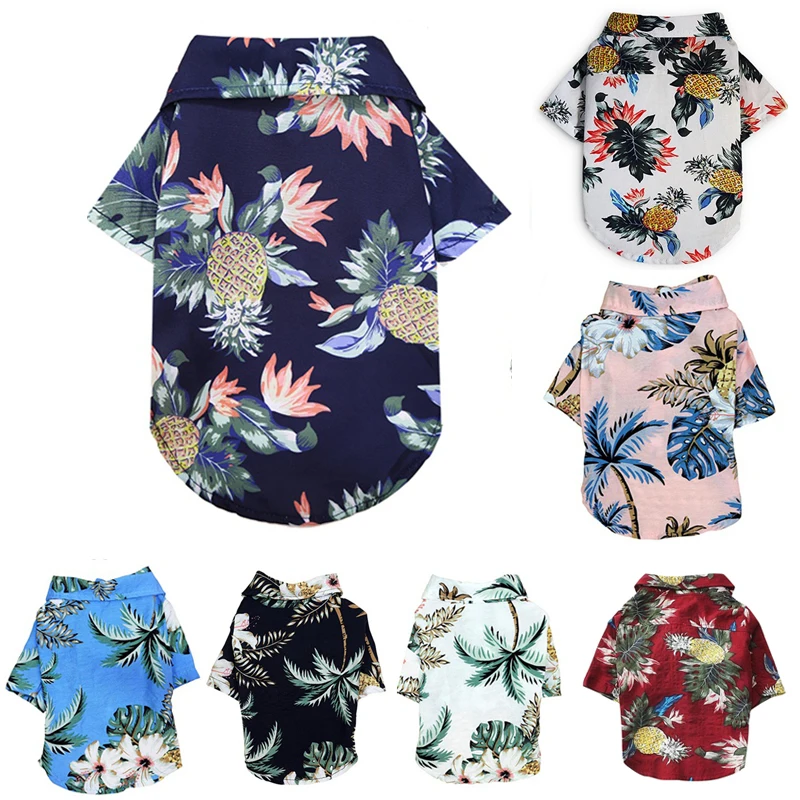 Summer Pet Printed Clothes For Dogs Floral Beach Shirt Jackets Dog Coat Puppy Costume