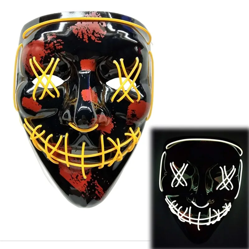 Halloween LED Light Up Party Masks The Purge Election Year Great Funny Flag Masks Festival Cosplay Costume Supplies Glow In Dark - Цвет: DU0434Y