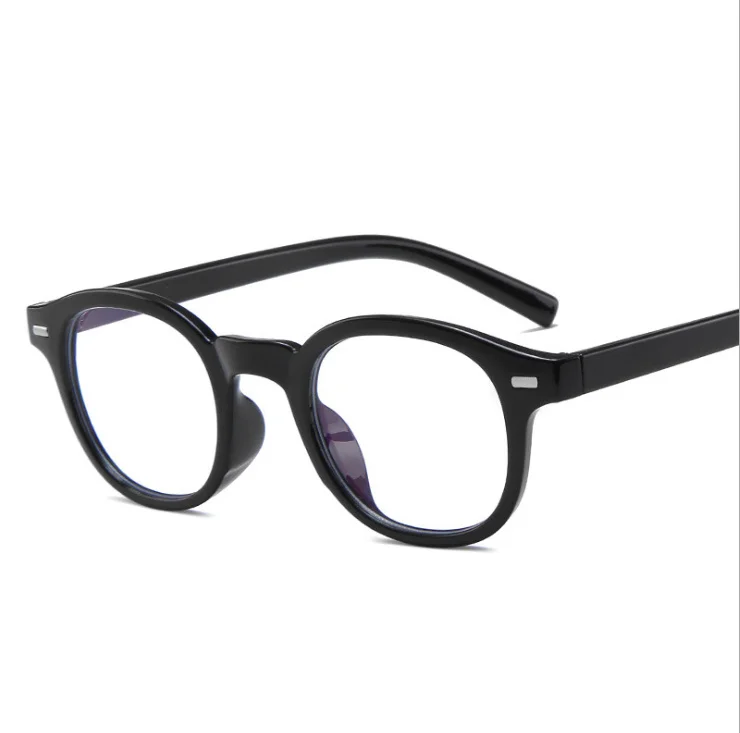 YOOSKE анти-синие очки оправа для женщин и мужчин овальная оптическая оправа компьютерные очки винтажные прозрачные линзы оправа для очков, при близорукости - Цвет оправы: Black