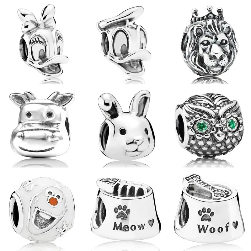 

DAISY Donald Duck Lion Dog Cat Bowl Meow Friendly Olaf Animal Charm Fit Pandora Bracelet 925 Sterling Silver Bead Charm Jewelry