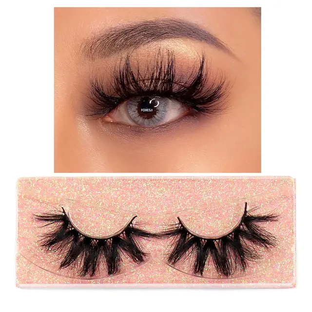 FOXESJI Makeup Eyelashes 3D Mink Lashes Fluffy Soft Wispy Natural Cross Eyelash Extension Reusable Lashes Mink False Eyelashes K50