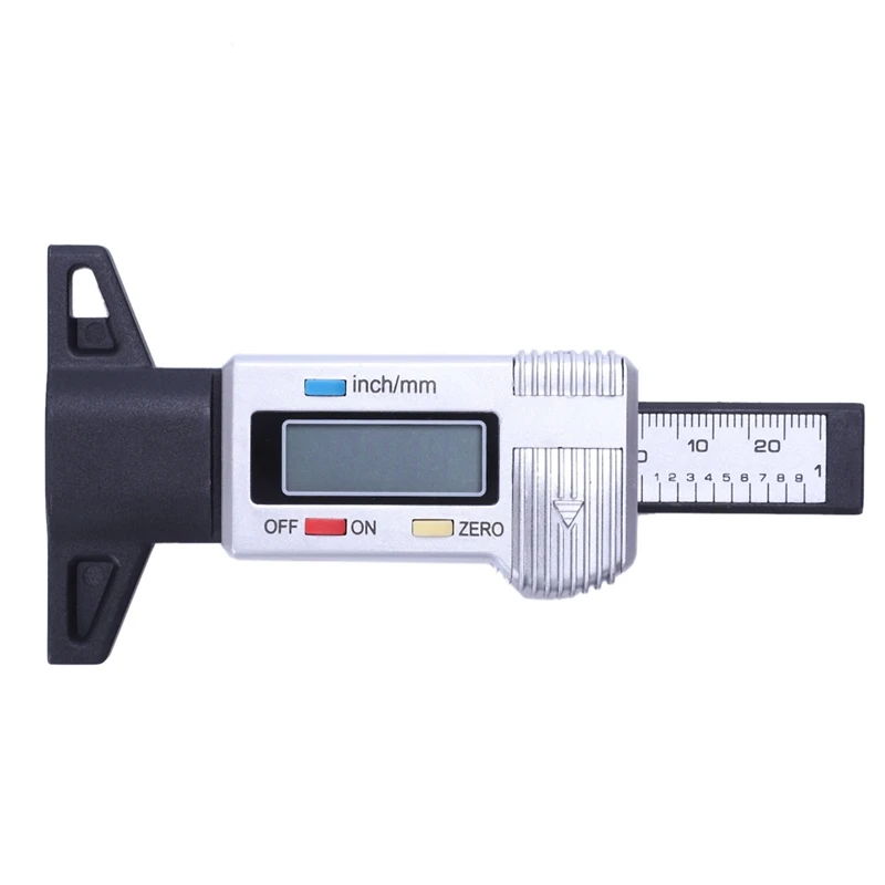 

LCD Display Digital Tyre Tire Tread Depth Gauge Brake Pad Tester Caliper 0-25mm Silver