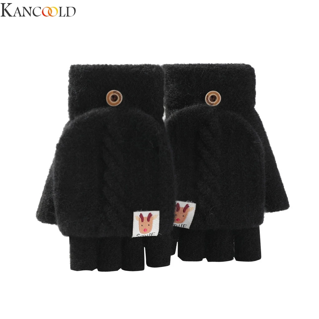 KANCOOLD, женские зимние перчатки, флисовые теплые тянущиеся перчатки на пол пальца, унисекс, пара митенков без пальцев, перчатки для вождения на открытом воздухе