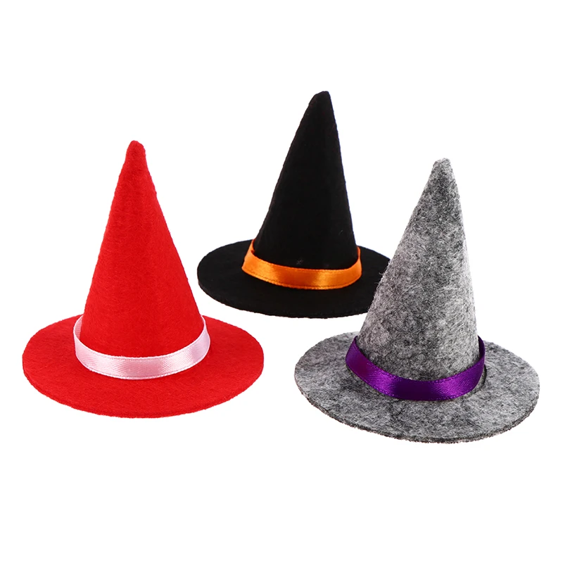 1pcs Mini Felt Witch Hats Handmade Wine 