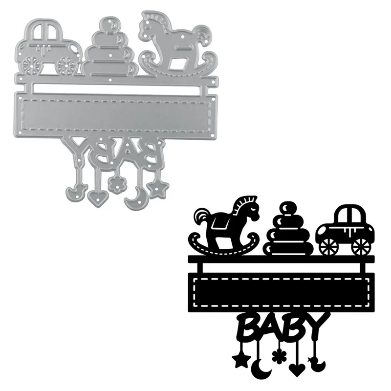 

Naifumodo Baby Letter Metal Cutting Dies Scrapbooking Horse and Car Dies Embossing Stencil Craft Frame Dies Lace Cutting Dies