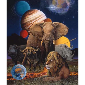 Ceny Pełny Kwadrat/okrągły 3D Diament Malarstwo Nosorożec Słonie Wszechświat Lwy Mozaika Diy Diament Haft ścieg Krzyżykowy Sztuka Wystrój