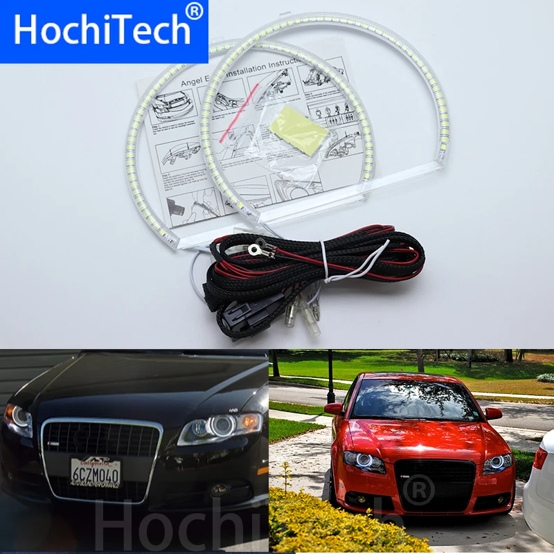 Для Audi A4 S4 RS4 2005 2006 2007 2008 2009 ультра яркий SMD белый светодиодный ангельские глазки 2600LM 12V halo Кольцо Комплект дневного света