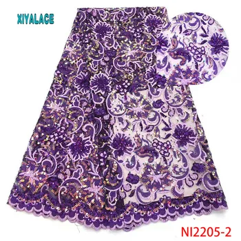 

African Lace Embroidered 2019 High Quality switzerland lace sequins Lace Net Fabric French Bridal Lace For Dress YANI2205-2