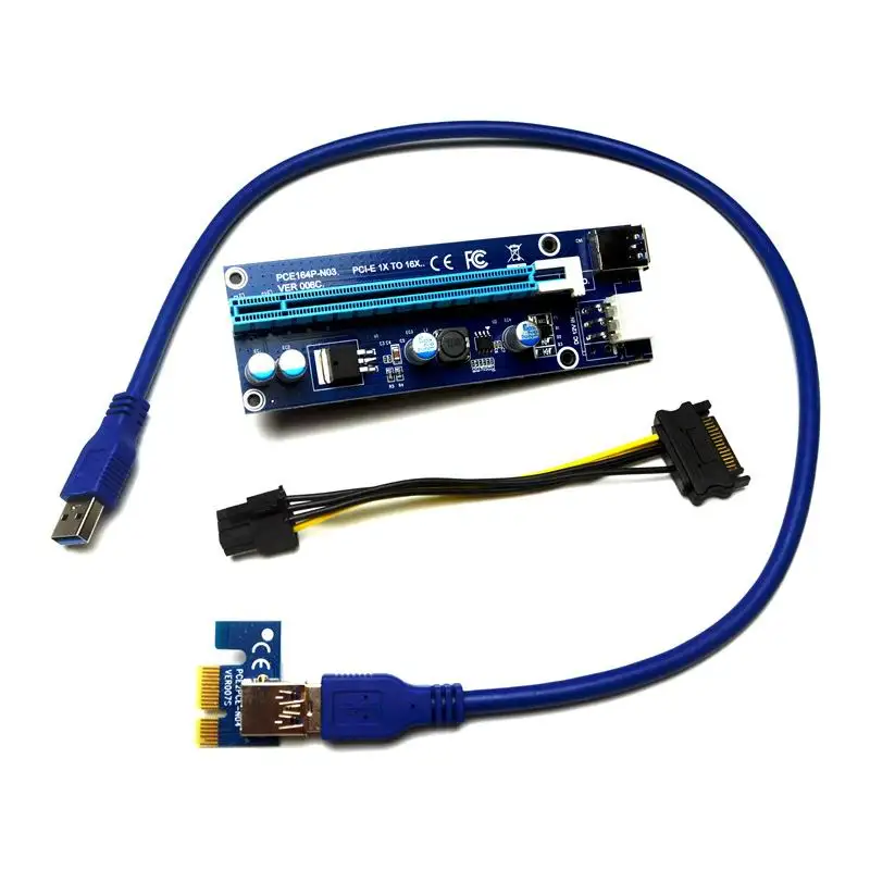 PCIe PCI-E PCI Express Riser Card 1x к 16x USB 3,0 кабель для передачи данных с SATA 15pin штекер к 4pin кабель питания