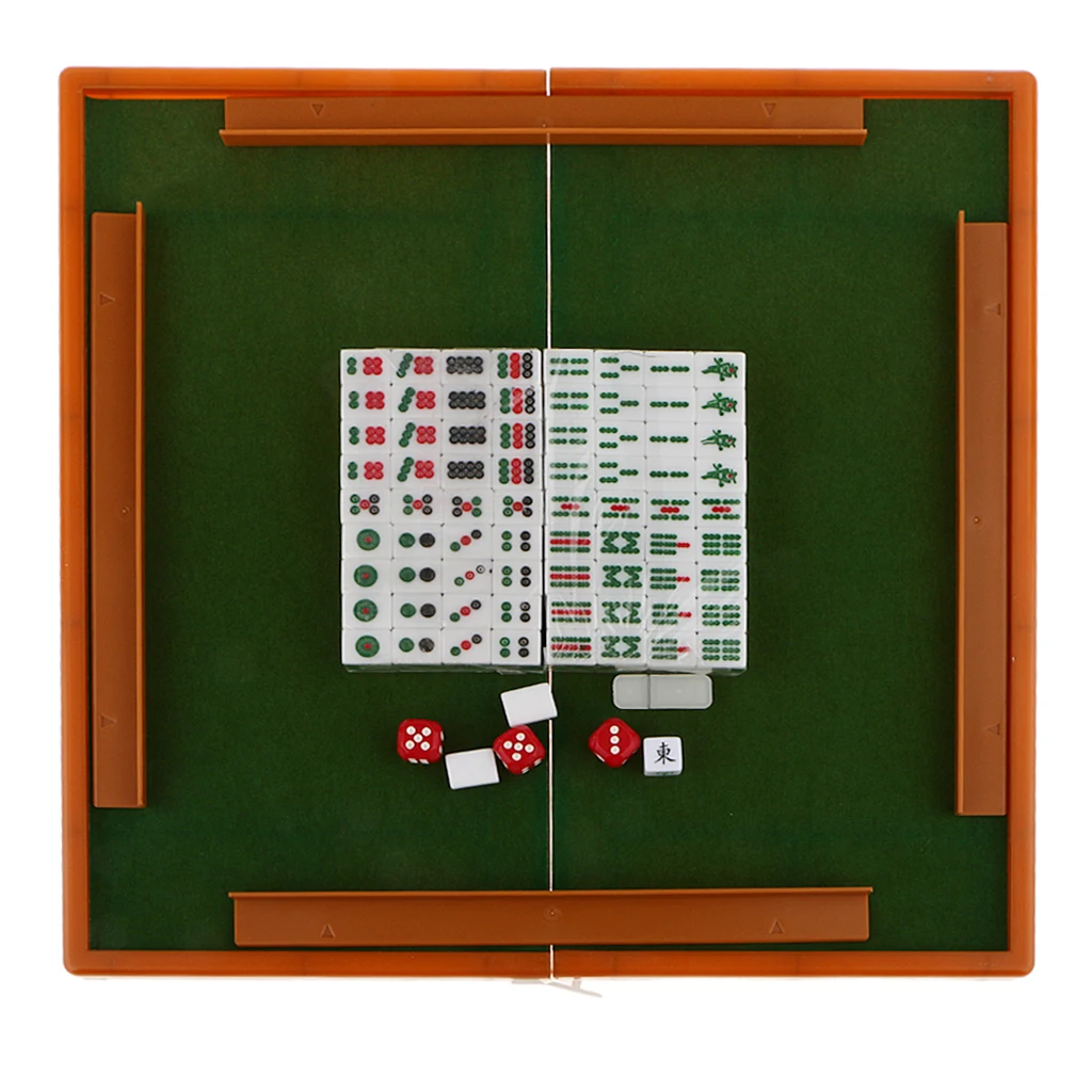 Mini Mahjong Tile Set Travel Board Game Chinese Traditional Game Green ML006