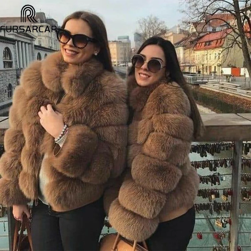 BF мех натуральный Лисий пальто для женщин высокое качество натуральный мех пальто толстая теплая верхняя одежда натуральная кожа пальто натуральный мех пальто