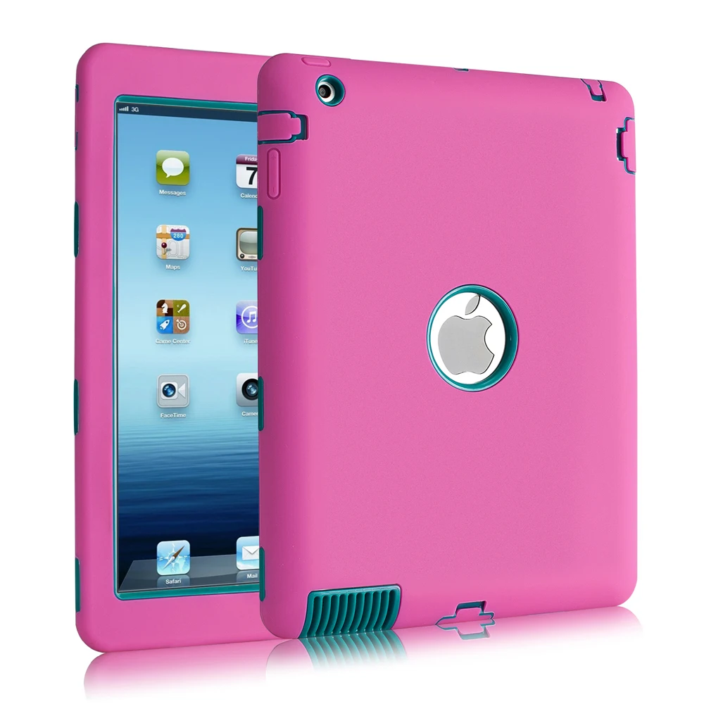 rose Крышка для iPad234 чехол Heavy Duty Прочный амортизирующий/ударопрочный гибридный трех Слои, фирменная мягкая и гибкая силиконовый чехол - Цвет: rose