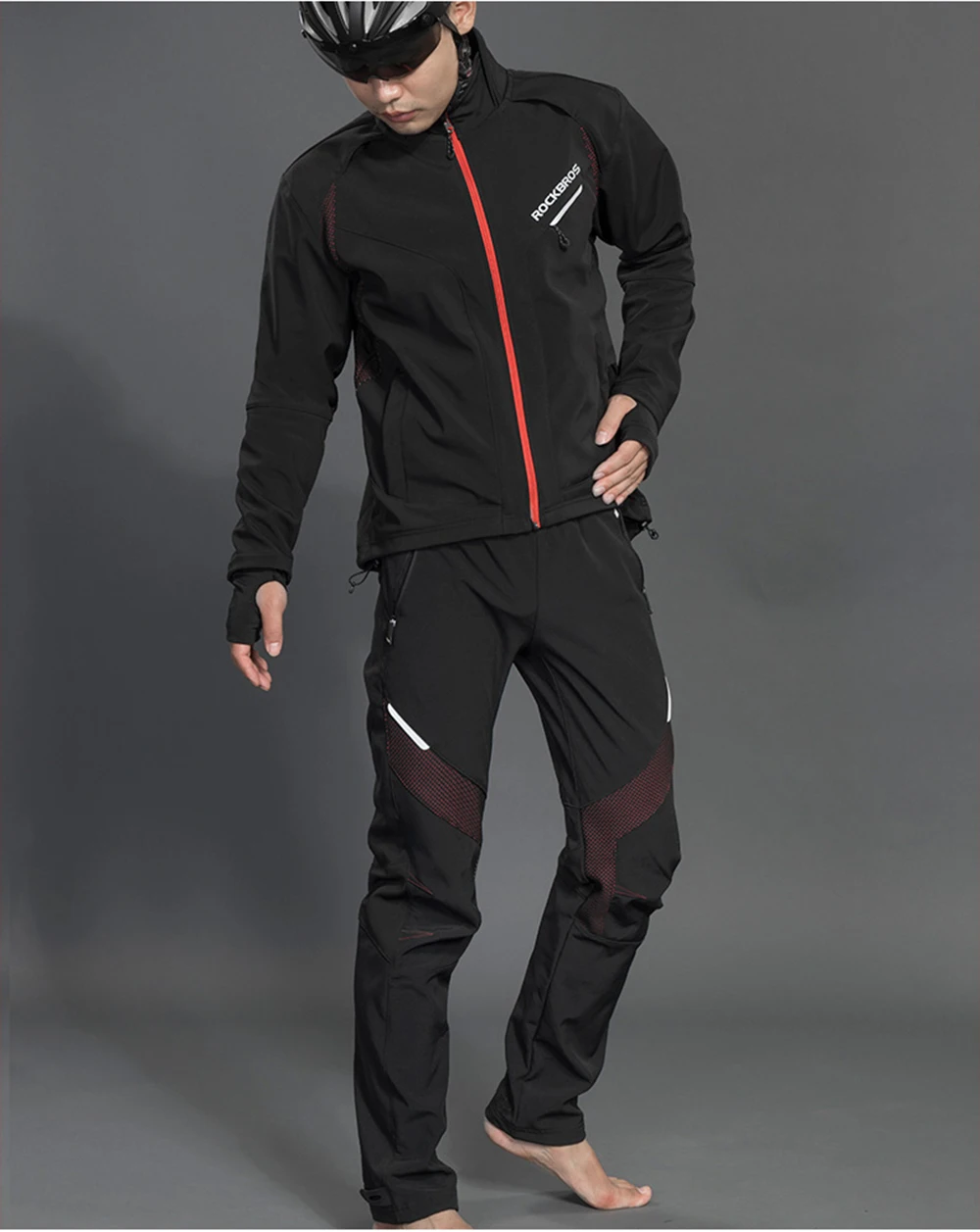 ROCKBROS, зимний комплект одежды для велоспорта, для мужчин и женщин, для велоспорта, Джерси, топ и штаны, ветрозащитная флисовая термо Спортивная одежда для катания на лыжах