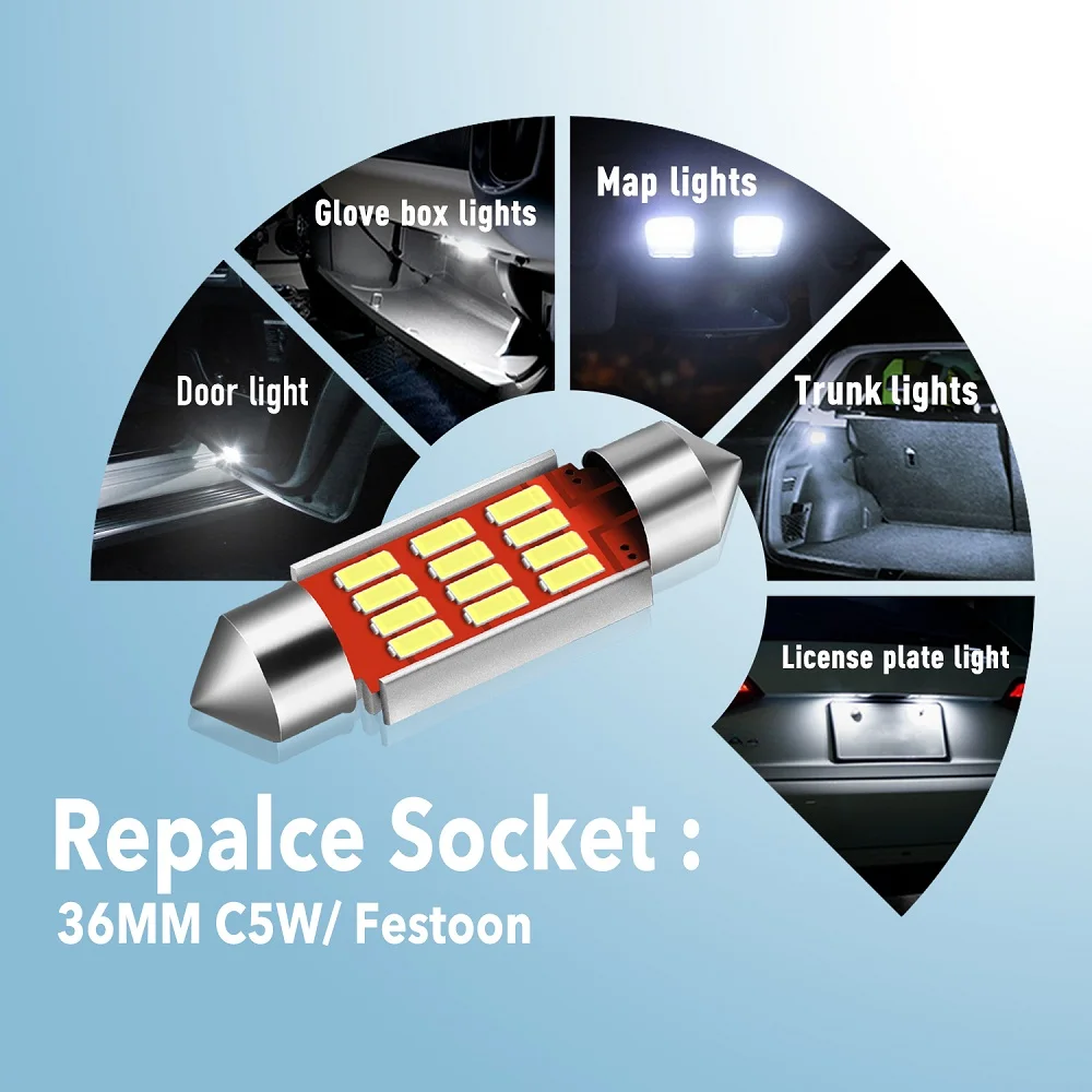 2x фестон без ошибок 36 мм светодиодный фонарь C5W 4014 SMD лампа для автомобильных номерных знаков для Volkswagen VW Golf 3 4 5 6 Passat B6 B5 3c Polo