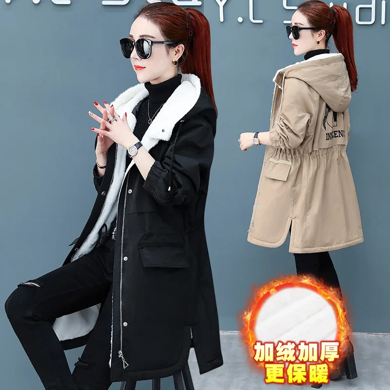 

Down Cotton Clothes WOMEN'S Dress 2019 New Style Brushed And Thick Coat Korean-style Loose-Fit Fall And Winter Clothes Online Ce