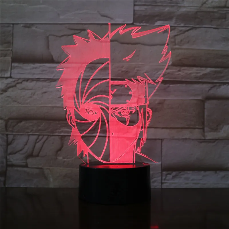 Наруто настольная лампа Hatake kakahi 3D оптическая прикроватная лампа RGB 7 Красочный светодиодный ночник USB лампа зажигающаяся от прикосновения подарок для детей 2892