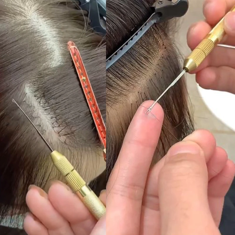 Crochet Hair Extension Hook Needle Braiding Hair Wooden Handle Hook Loop Hair Threader For Wigs