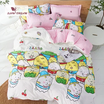 

SlowDream Cartoon Egg Bedding Set Quilt Cover Flat Sheet Home Bedroom Textiles Adult Kids Nordic Bed Linen Set Duvet Cover Set k