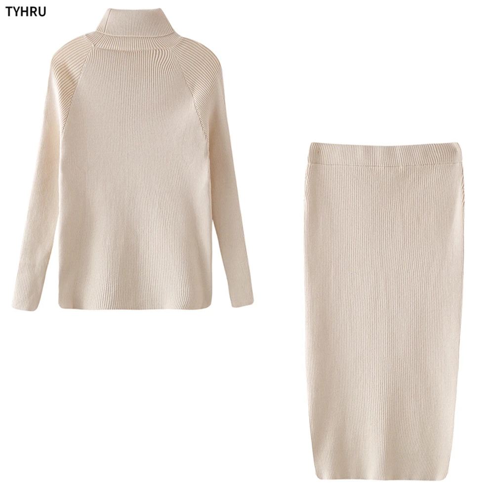 Women Autumn Knitting Costume Turtleneck Solid Color Pullover Uellow