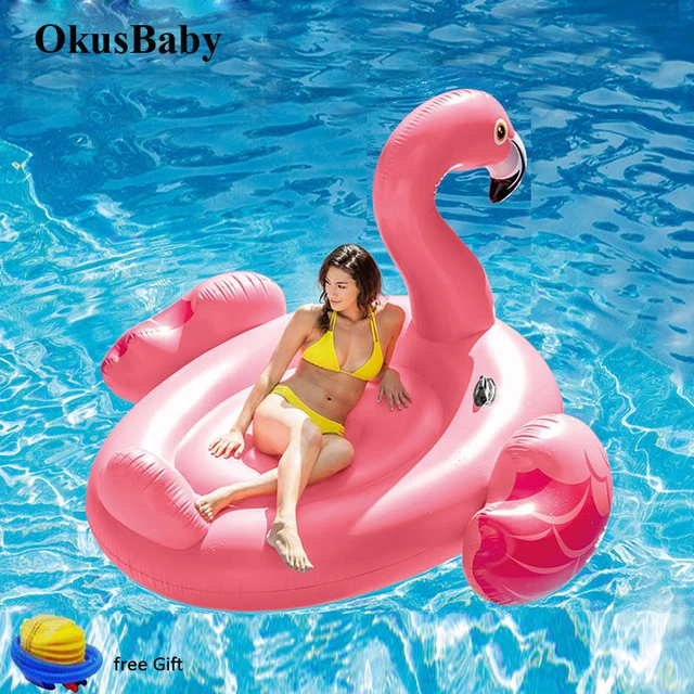 150cm Large Summer Swimming Pool Inflatable Giant Pink Flamingo Laps Floating Bath Water Toys Pool Fun Raft Water On Party Toys 1