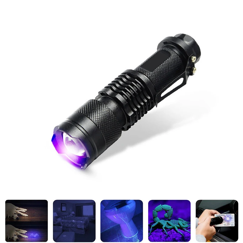 UV LED Flashlight With Zoom Function UV Mini UV Black Light Pet Urine Stain Detector Scorpion Hunting Torch|LED Flashlights| - AliExpress