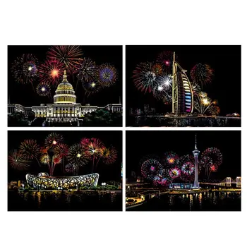 

Creative DIY Scratch Scraping Painting Night View Sightseeing Pictures Toys for Children Handmade Educational Toys Gifts P31B