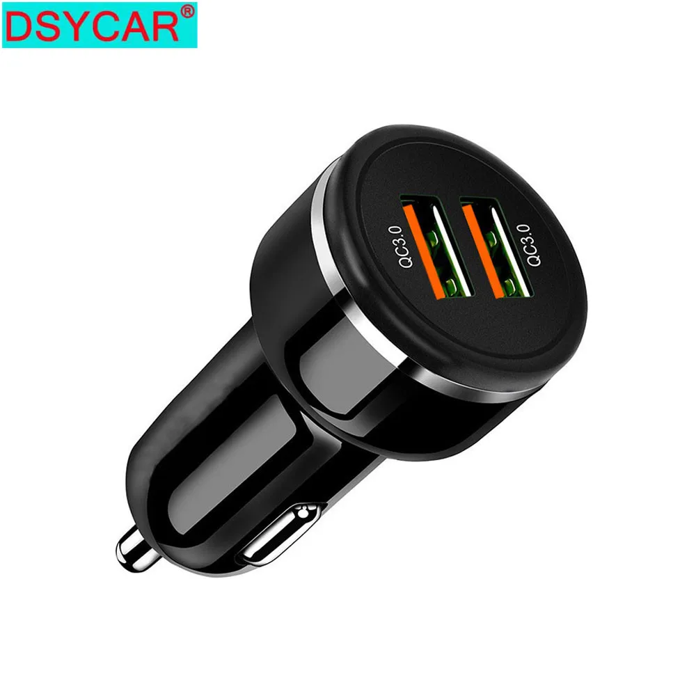 

DSYCAR 1Pcs QC 3.0 Universal Dual USB Car Charger Mini Charger Fast Charging With LED Display for All Devices IOS Android