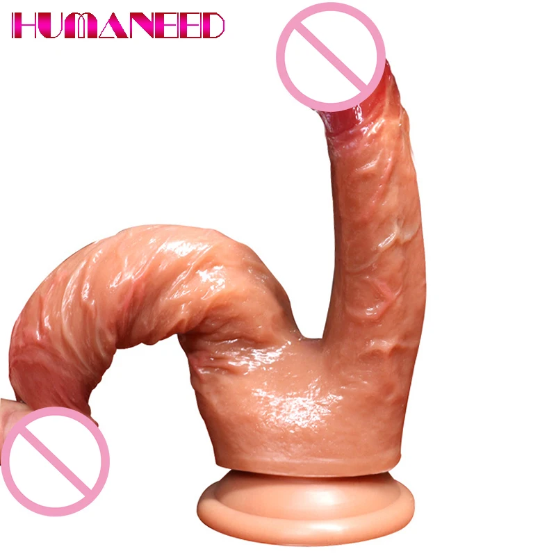 21.5*4 Double Headed Dildos Stimulation of Vagina and Anus Realistic Penis Dual Ended Phallus with Strong Cup Sex Toys for Women