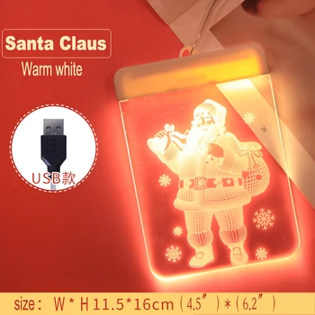 

USB 3D Christmas LED Holiday Lights Night Santa Jingling Bell Snowflake Snowman Window Decoration lights Children Gift kids Toys