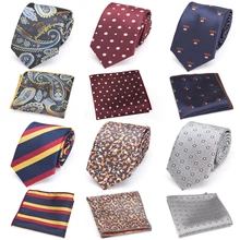 XGVOKH, модный мужской галстук-платок, набор, свадебные галстуки для мужчин, носовой галстук, в горошек, в полоску, жаккардовый галстук, вечерние, аксессуары, подарки