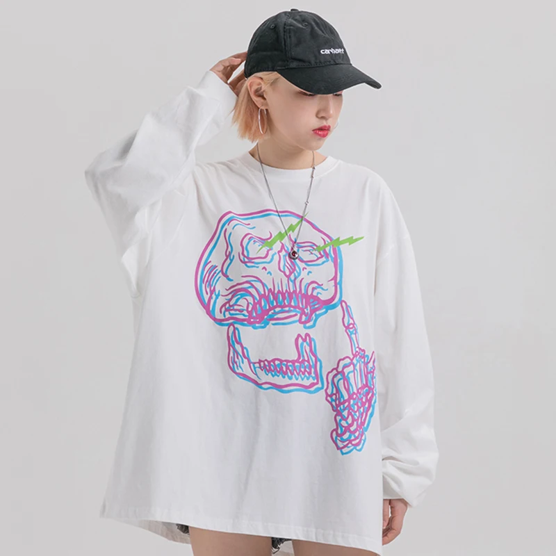 White April MOMO, мужские повседневные толстовки с принтом Shantou, уличная одежда, Харадзюку, хип-хоп, Мужской Хлопковый пуловер большого размера с длинными рукавами - Цвет: White